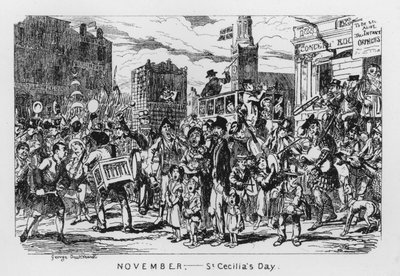 Listopad, Den svaté Cecílie (rytina) od George Cruikshank