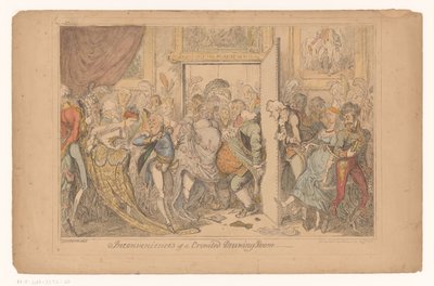 Salon Overvol Nepříjemnosti přeplněného salonu (název na objektu) od George Cruikshank