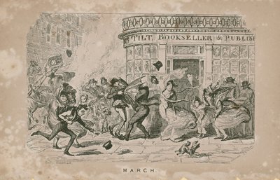 Lidé bojují proti silnému větru od George Cruikshank