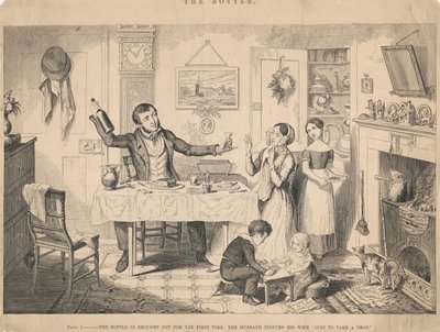 Obrázek I, Láhev se poprvé vytahuje od George Cruikshank