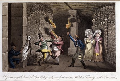 Promenade dans les catacombes - v “”Život v Paříži”” od Davida Careyho, ill. od George Cruikshank, ed. Fairburn, Londýn od George Cruikshank