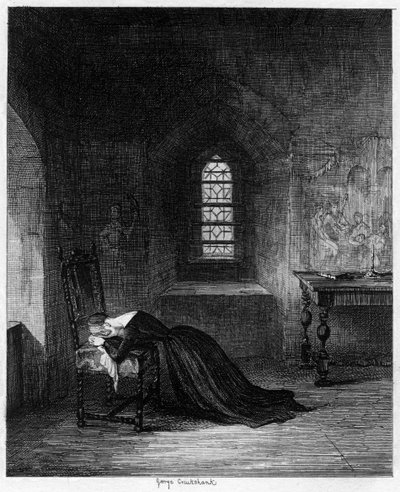 Královna Jane uvězněná v Brick Tower, Tower of London, 1553-1554 1840. od George Cruikshank