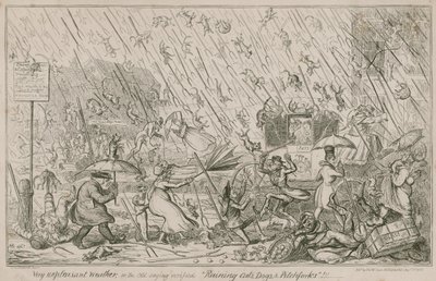 Prší kočky, psi a vidle od George Cruikshank