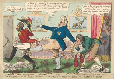 Rumping - Kicking and Kissing - oder - Abschneiden der Privy Purse od George Cruikshank
