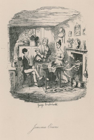 Scéna života v Londýně: Jemima Evans od George Cruikshank