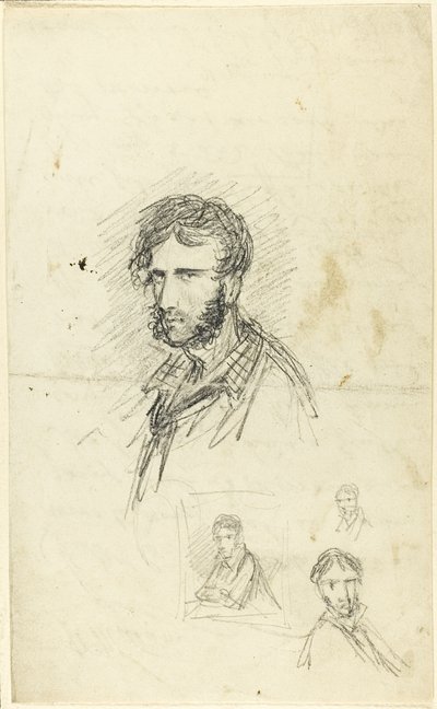 Autoportrét se třemi skicami od George Cruikshank
