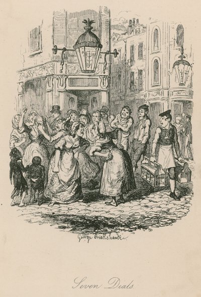 Seven Dials, Londýn od George Cruikshank