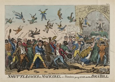 Péráky a makrely aneb členové, kteří budou hlasovat o kukuřičném návrhu zákona, 14. března od George Cruikshank