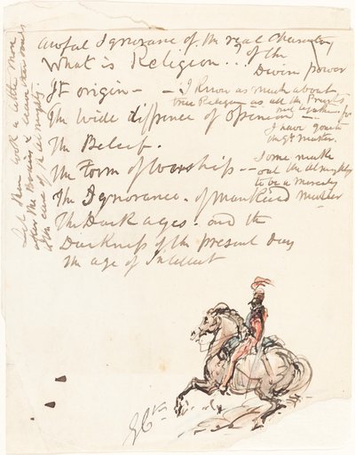 Náčrt jízdního husara od George Cruikshank
