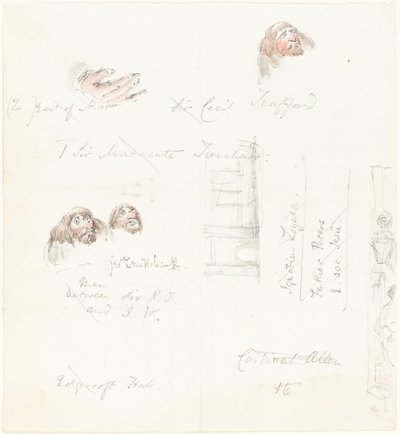 Náčrtky groteskních tváří od George Cruikshank
