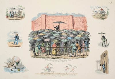 St Swithuns Chapel Pole se studenými lázněmi, hospoda. 1833 (ručně kolorovaná rytina) od George Cruikshank