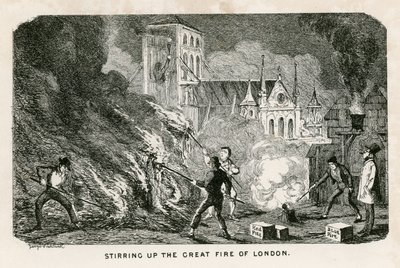Rozdmýchávání velkého požáru Londýna od George Cruikshank