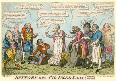 Kravaťáci dámy s prasečí tváří z Manchester Square, Londýn od George Cruikshank