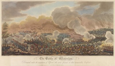 Bitva u Waterloo, z knihy "An Historical Account of the Battle of Waterloo", 1817 (kolorovaná akvatinta) od George Cruikshank