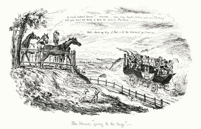 Koně jdou ke psům (rytina) od George Cruikshank