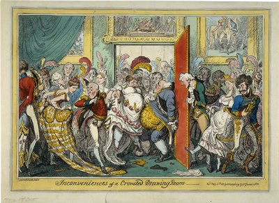 Nepříjemnosti přeplněného salonu, 1818 od George Cruikshank