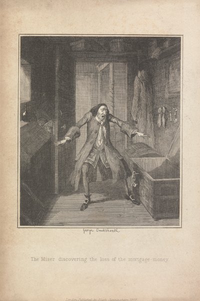 Lakomec zjišťující ztrátu hypotečních peněz od George Cruikshank