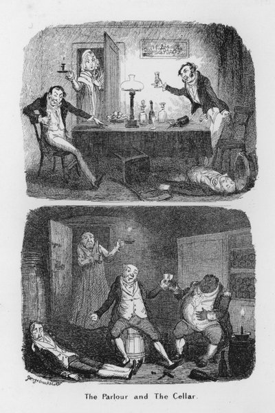 Salon a sklep (rytina) od George Cruikshank