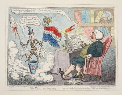 The Root of Kings Evil, pub. 1835 (ručně kolorovaná rytina) od George Cruikshank