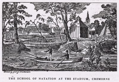School of Natation na stadionu, Cremorne Gardens od George Cruikshank