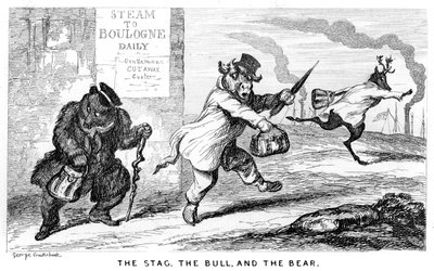 Jelen, býk a medvěd, 19. století. od George Cruikshank