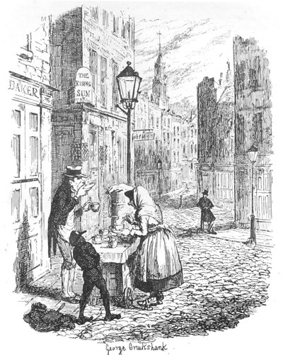 The Streets - Ráno, c1900 od George Cruikshank