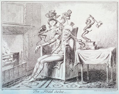 "Bolí hlava", 1835 od George Cruikshank