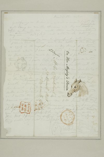 Bez názvu (Cruikshankův dopis s nákresy koňské hlavy) od George Cruikshank