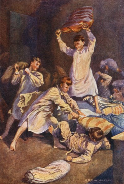 Sundávajíce potahy ze svých opěradel, setkali by se ve smrtelném boji (barevná litografie). od George Derville (after) Rowlandson