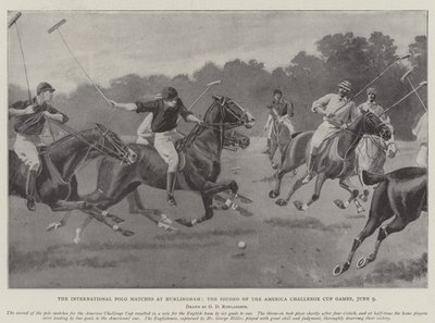 Mezinárodní zápasy v pólu v Hurlinghamu, druhé hry amerického Challenge Cupu, 9. června od George Derville Rowlandson