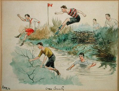 Měsíc duben: Cross Country (pero, inkoust a akvarel na papíře) od George Derville Rowlandson