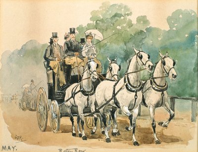 Měsíc květen: Koučink (pero, inkoust a wc na papíře) od George Derville Rowlandson