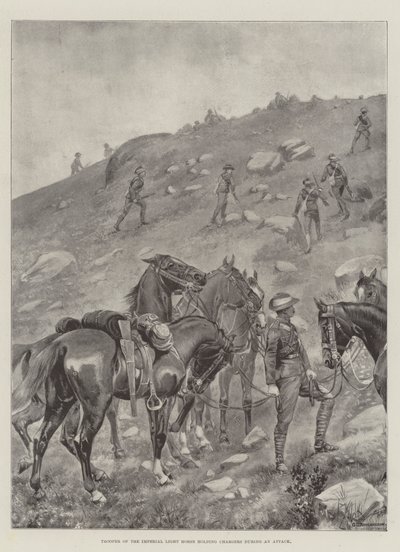 Voják imperiálního lehkého koně drží nabíječky během útoku od George Derville Rowlandson