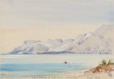 Ze stanice v Bordighera, při pohledu na západ, 25. února 1878 (wc na papíře) od George Douglas Tinling
