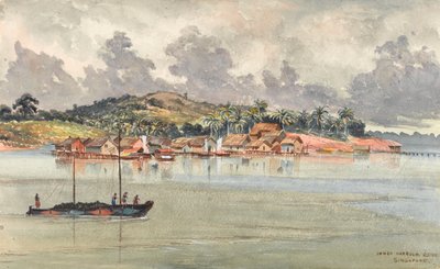 Inner Harbour, S Side, Singapur, cca 1859-62 (akvarel) od George E.L.S. Sanford