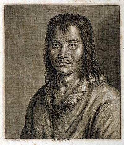 Akvarelová ilustrace samojeda. Samojedi jsou lidé, kteří mluví samojedskými jazyky, jež patří do uralské rodiny. Název pochází ze zastaralého výrazu samojed používaného v Rusku pro některé původní obyvatele Sibiře. fr od George Edwards