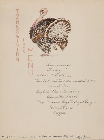 Menu pro Den díkůvzdání od George Elbert Burr