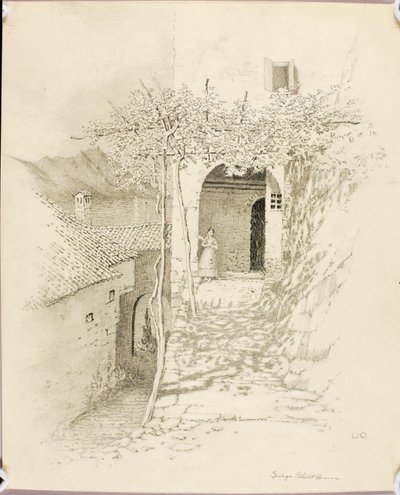 Bez názvu (přenosová kresba pro Vesnická ulice, Luganské jezero, Itálie [č. 1]) od George Elbert Burr