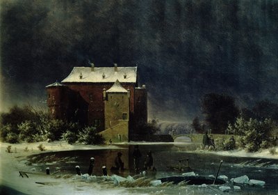 Strašidelný dům ve sněhu, 1848 (olej) od George Emil Libert