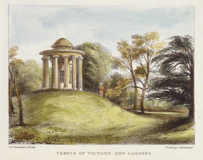 Temple of the Sun, Arboretum, Kew Gardens, deska 20 z Kew Gardens: Série dvaceti čtyř kreseb na kameni, vyryto Charlesem Hullmandlem (1789-1850) publikováno 1820 (ručně kolorované lito) od George Ernest after Papendiek