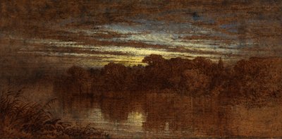 Twilight on the Avon, Ruins of Kenilworth Castle in the Distance (olej na palubě) od George F. Teniswood
