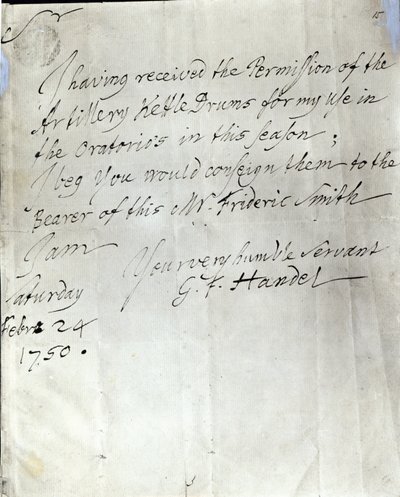 Dopis od George Fredericka Händela z 24. února 1750 od George Frederick Handel