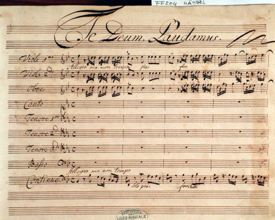 Titulní strana partitury Te deum od GF Händela od George Frederick Handel