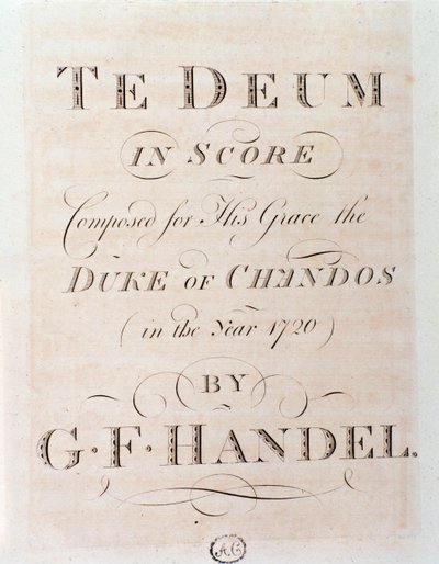 Titulní strana partitury Te deum od GF Händela od George Frederick Handel