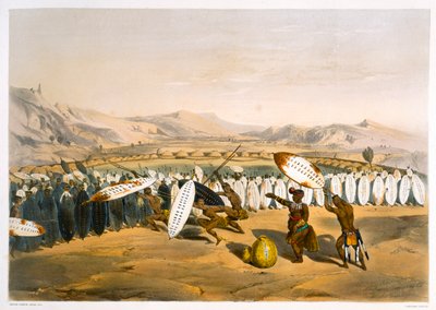 Umpanda Reviewing his Troops at Nonduengi, 1849 od George French Angas