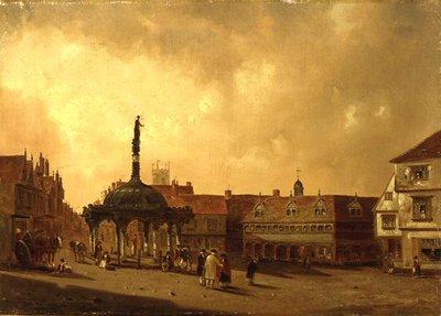 Pohled na Cornhill, Ipswich (olej na plátně) od George Frost