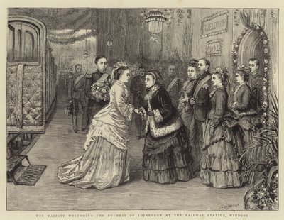 Její Veličenstvo vítá vévodkyni z Edinburghu na nádraží ve Windsoru od George Goodwin Kilburne