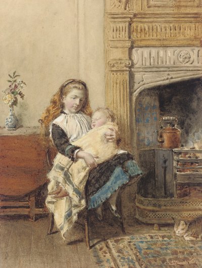 Hlídající dítě, 1896 od George Goodwin Kilburne