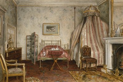 Pohled do ložnice, kde zemřel Napoleon III, Camden Place, Chislehurst, Kent, 1873 od George Goodwin Kilburne