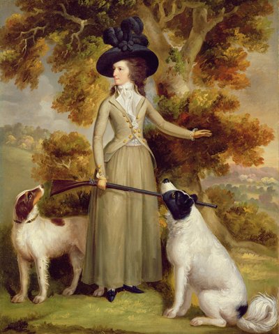 Hraběnka z Effinghamu se zbraní a střelnými psy, 1787 od George Haugh